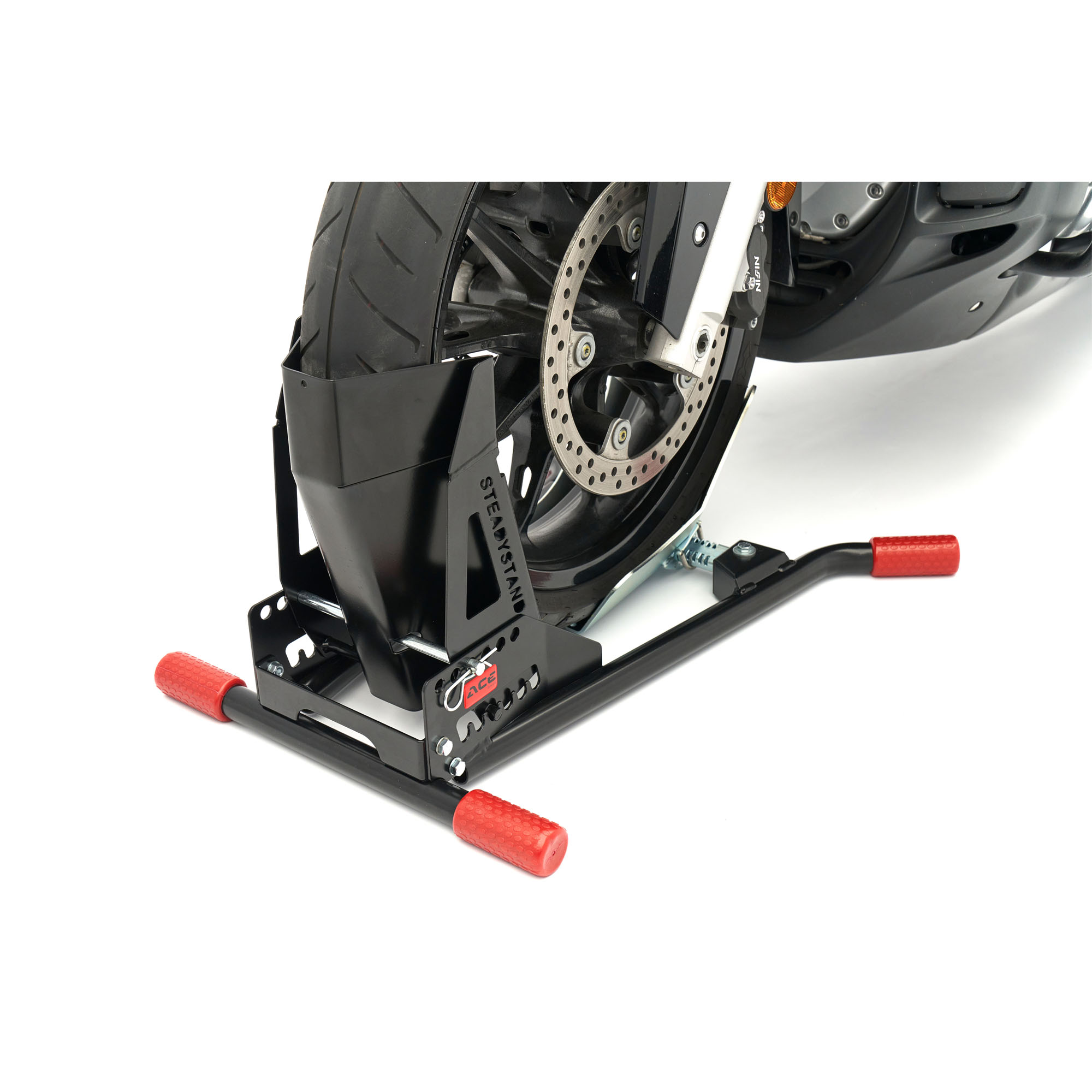 Kurze Motorradstandschiene mit Vorderradanschlag, ACEBIKES