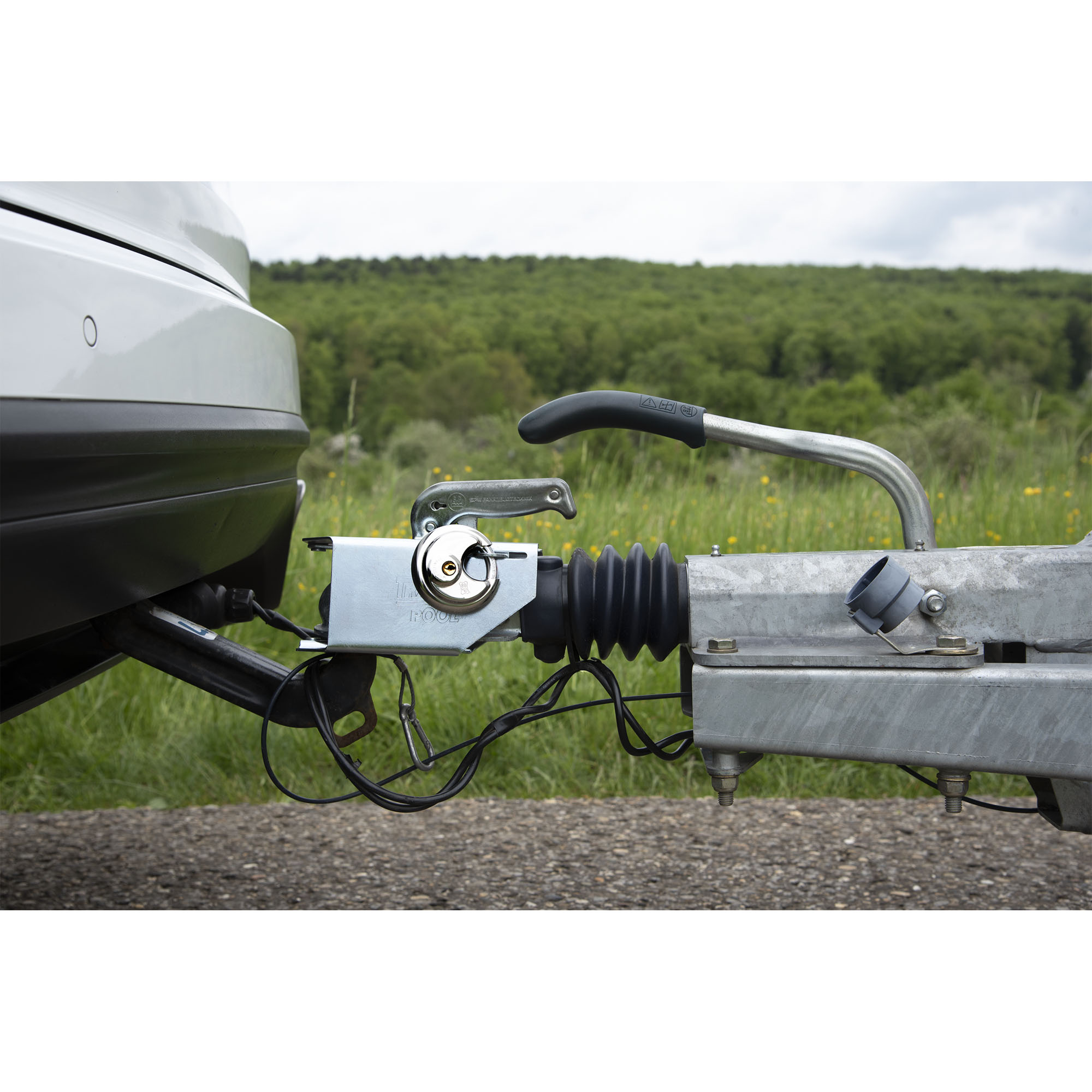 Kastenschloss, klappbar, mit integriertem Riegel