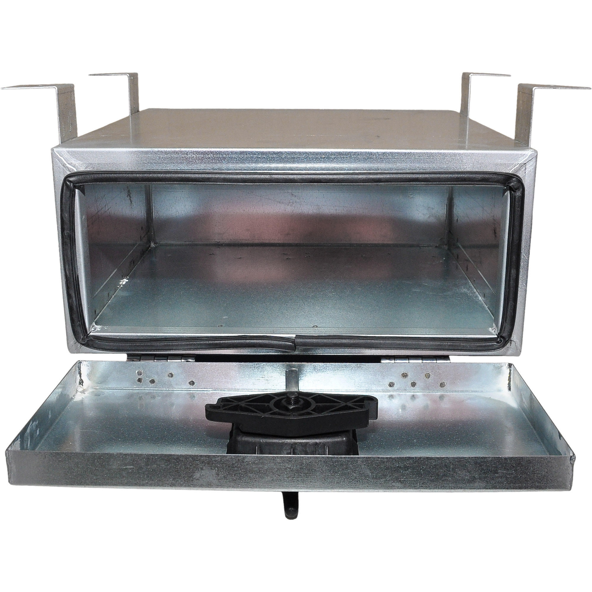 Staubox, verzinkt, mit Bügelhalter, B600 x T600 x H300 mm