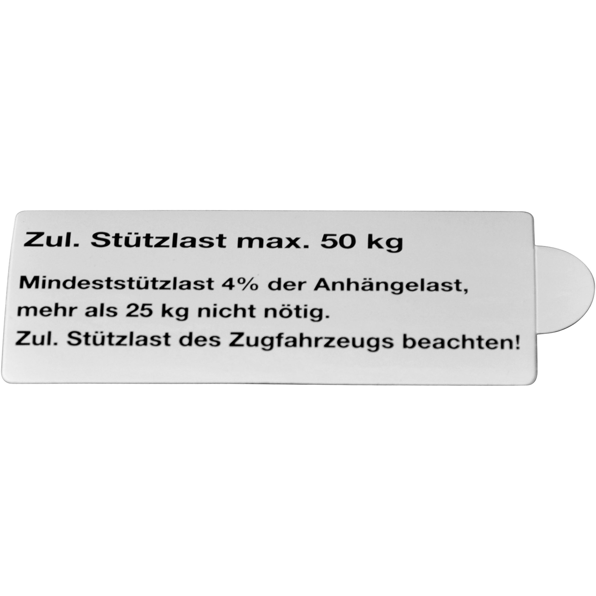 Stützlastaufkleber, Stützlast max. 50 kg