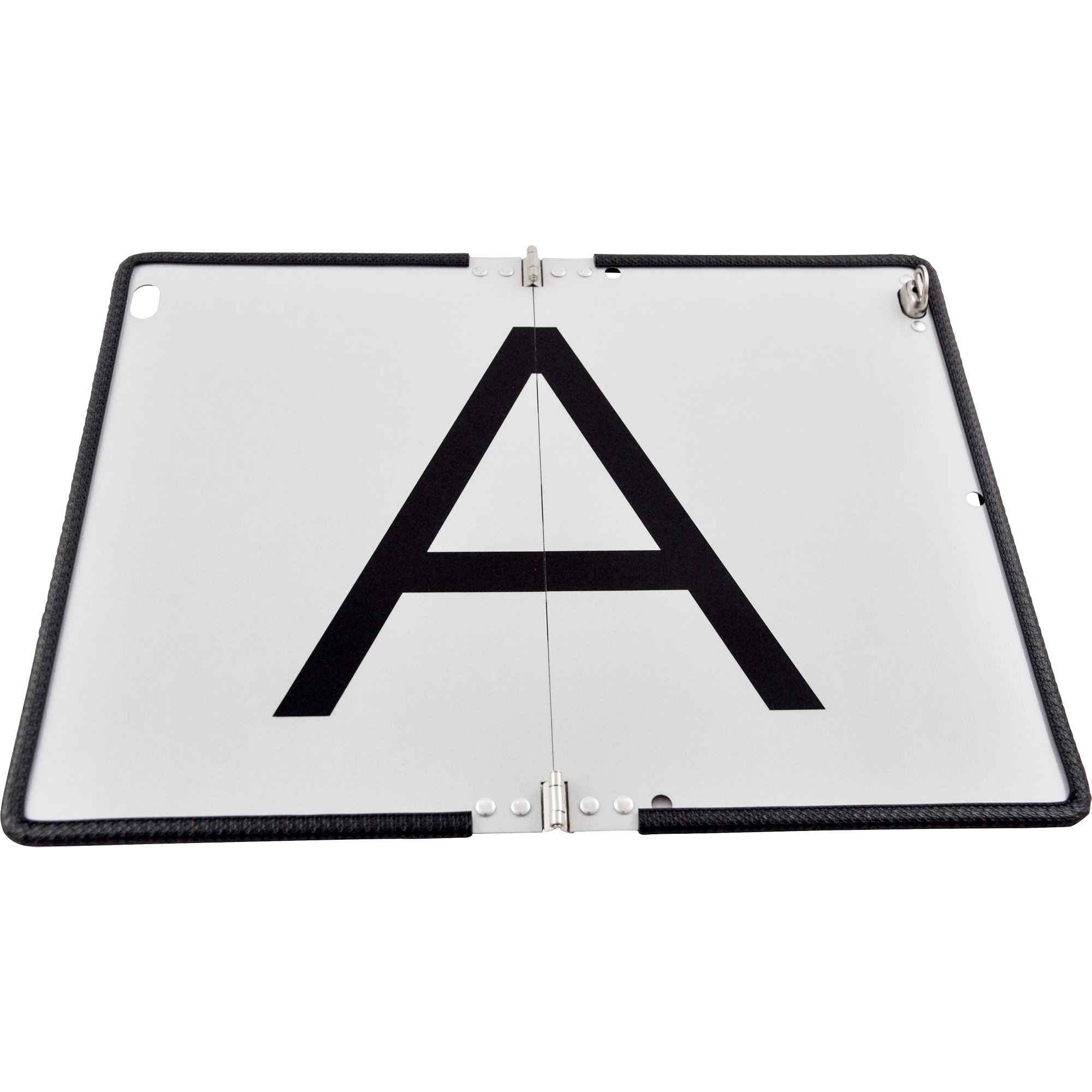 Warntafel für Abfall, seitlich klappbar, weiß